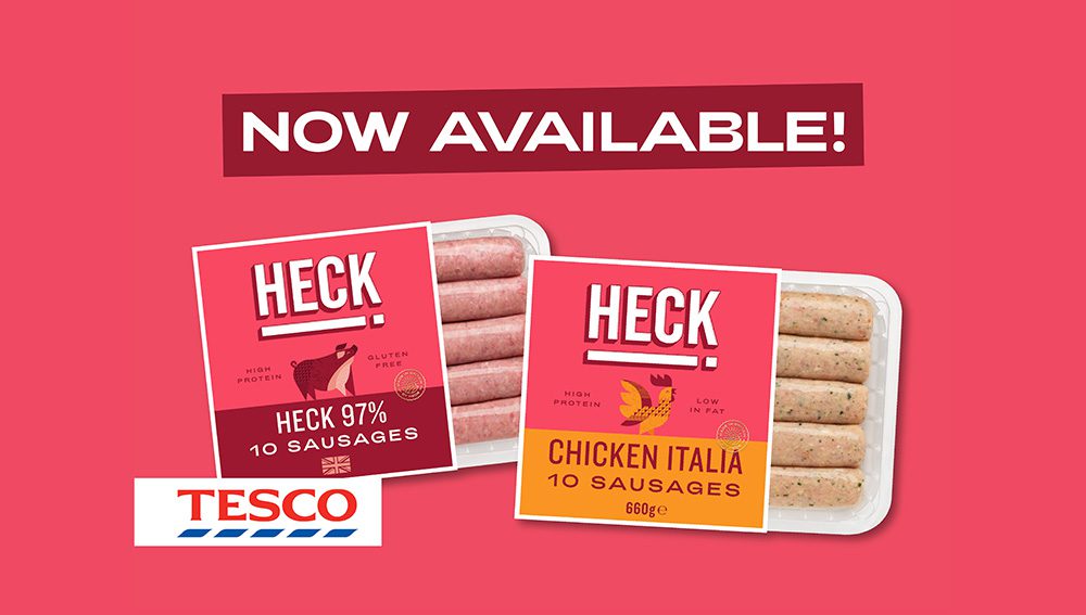 HECK! Thick 97% Pork Sausages and HECK! Thick Chicken Italia Sausages in Tesco